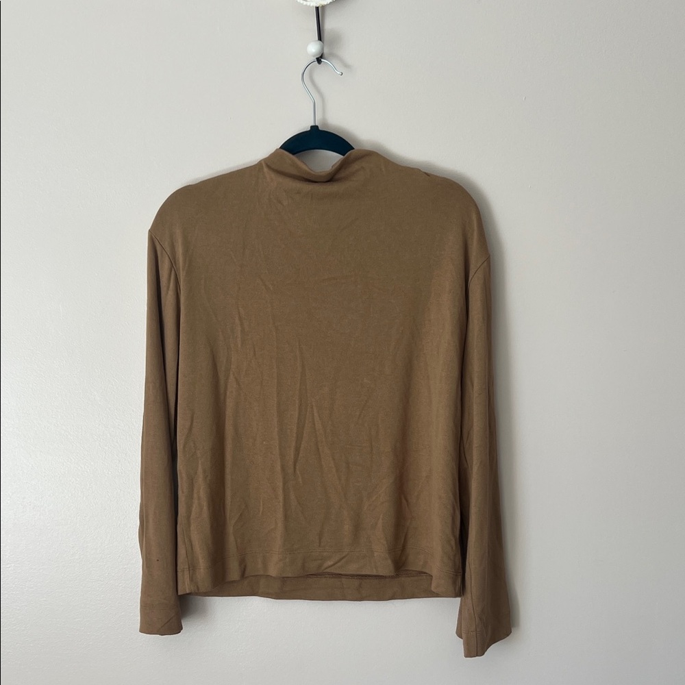 Banana Republic Soft Luxe Mock Neck Top in Taupe